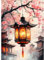 QENSPE Diamond Painting Laterne, Kirschblüten Diamond Art Set Erwachsene, Kristall Diamant Malerei DIY Diamant Kunst Handwerk für Haus Zimmer Wand Dekor 30x40cm