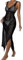 L6NqIAG Vestido Playero de Malla Transparente for Mujer, Vestido Playero Sexy sin Mangas con Abertura, Traje de baño Liso de Rejilla for Verano Vestidos de Playa(Black)