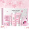 Sakura Ensemble de Soins de la Peau 8 Pièces, Coffret Soin Visage Femme, Avec nettoyant,Toner,Crème,Sérum, Sérum pour les yeux, Convient à Tous Types de Peau