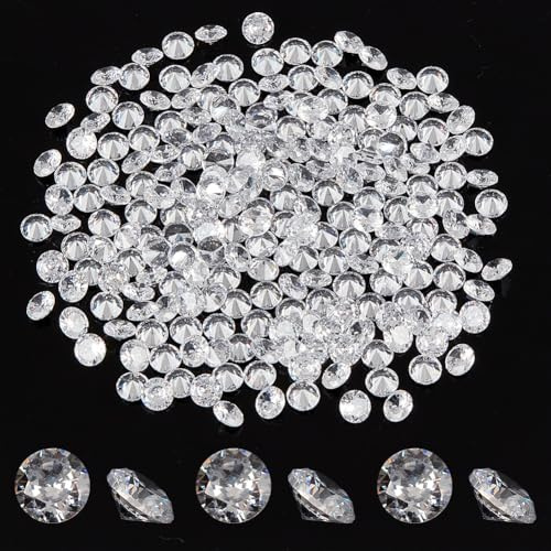 FINGERINSPIRE 220 Stück 5mm Runder Zirkonia Stein Klare Klasse A Lose CZ Diamanten Winzige Facettierte Strass Cabochons Spitze Rückseite Kristall Diamanten Für Ringe Ohrringe Schmuck DIY
