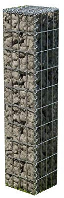 Mur Gabion, Métal Premium, Facile à Utiliser, Multifonction, Acier galvanisé 20x20x100 Cm, avec Couvercles, Poteaux de Mur de Gabion, pour Le Mur de Soutènement