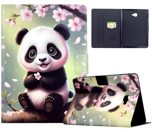 Mldjomid Étui pour Samsung Galaxy Tab A 10.1 (SM-T580/T585) 2016 Tablette Housse de Protection PU Cuir Flip Coque Tablette Case Cover pour Galaxy Tab A6 10.1 2016 Coque, Panda Sakura