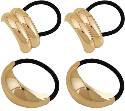 4 Stück Haar Accessoire,Haargummi Gold,Haarmanschetten,Haarspangen Damen,Haaraccessoires,Haar-Accessoire Schwarz Elastisch Zopfgummi,Accessories,für Frauen Und Mädchen Dickes Dünnes Lockiges