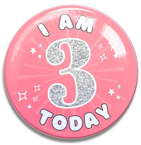 3. Geburtstag Anstecker für Mädchen - Lustige & Bunte Party-Pins für Kinder - Niedliche Neuheit Geburtstagsgeschenke für Mädchen - Ideal für Geburtstagsfeiern & Partyzubehör (3 Rosa)
