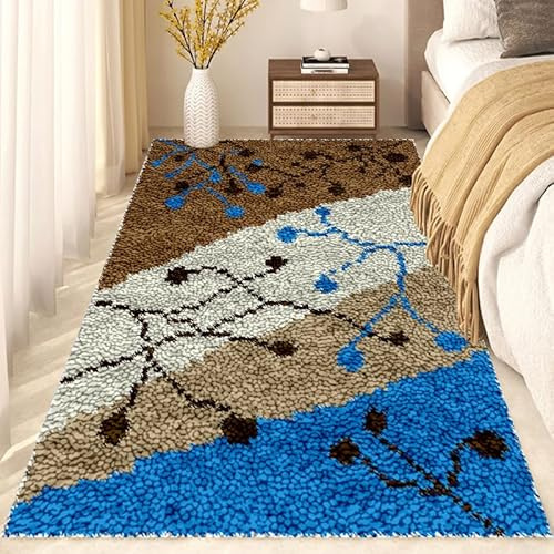 Knüpfteppich Zum Selber Knüpfen-Sets,Groß Latch Hook Rug, Vorgedrucktes Muster Leinwand Teppich Stickerei Handwerk Für Erwachsene Handarbeiten diy Teppich Handarbeit Selbst Knüpfen Set 69 x 102 cm