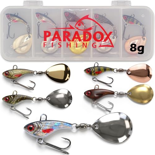 Paradox Fishing Jig Spinner 5er Set 6g/10g/15g/20g/25g Delusory Spin Jig zum Barsch Angeln Barsch Köder Zander Hecht Spinnerbait Spinn Köder – optimaler Barschköder