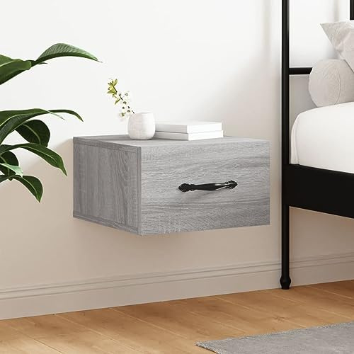 Owoxanthellate Schwebender Nachttisch Grau Sonoma Holzwerkstoff 35 x 35 x 20 cm Wandkommode mit Modernem Design Robust & Langlebig für Schlafzimmer Flur und Home Office