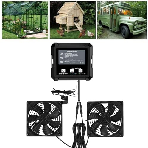 Oreilet Ventilateur D'extraction Solaire, Ventilateur Grenier Réglable à 2 Vitesses avec Panneau Solaire, Contrôleur pour Poulailler, Serre, Hangar, Maison de Chien, échappement