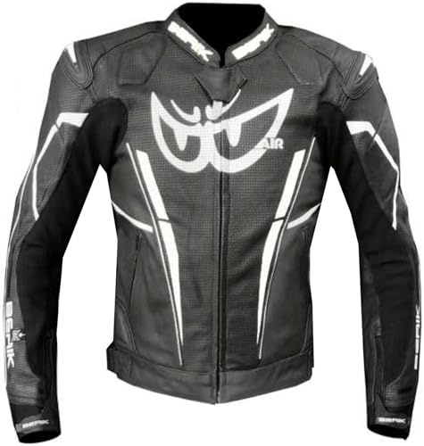 Berik Fufur Giacca di Pelle da Motociclista Femminile, Nero/Bianco, 46