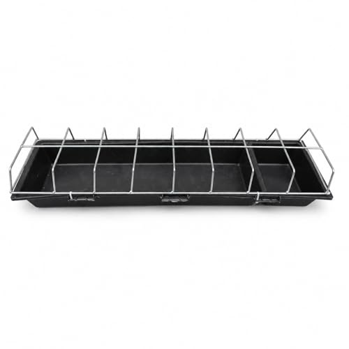 JISADER Futterautomat Hühner, rechteckiger Futtertrog für Geflügel, verzinkter, für Trocken- & Nassfutter, Rechteckig, 75 cm Länge, 16 Fä