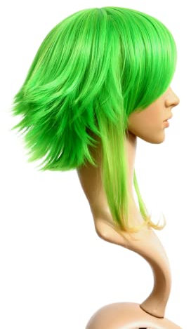 Prettyland Damen Herren Grüne Kurzhaar-Perücke Mittellang Glatte Kurze Perücke Vocaloid Gumi Anime Cosplay Wig C251