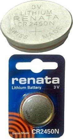 Renata CR2450N, 3V, 540mAh, Lithium Coin Battery, Carded (Pack of 1) by Renata