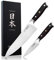 Fukito Ebène X50 - Coffret 2 Couteaux de Cuisine Design Japonais Chef + Office, Lames Acier Inoxydable Allemand au Carbone, Manches Bois d'Ebène - Pour Chefs Professionnels & Particuliers
