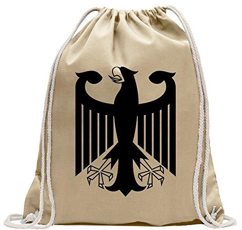 Kiwistar - Turnbeutel - natur - Bundeswappen Deutschland ohne Rahmen - Fun Rucksack Sport Beutel Gymsack Baumwolle mit Ziehgurt