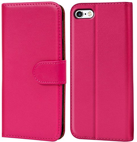 Verco custodia per Apple iPhone 5 5S SE, Case per iPhone SE Cover PU Pelle Portafoglio Protettiva, Rosa