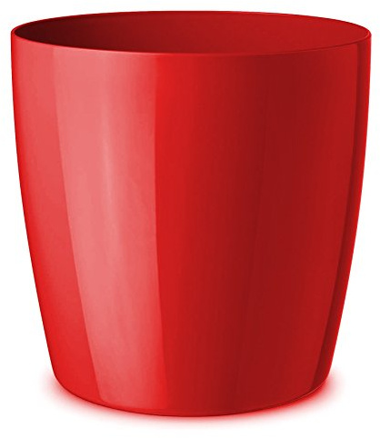 Floralo Teramo Übertopf 25cm Durchmesser x 24cm hoch rot, glänzend, in den Boden eingelassene Rollen