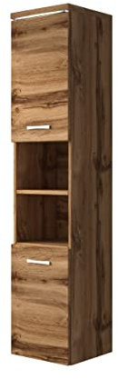 Badplaats B.V. Badezimmer Schrank Paso 160cm Hochglanz Eiche – Regal Schrank Hochschrank Schrank Möbel Badschrank