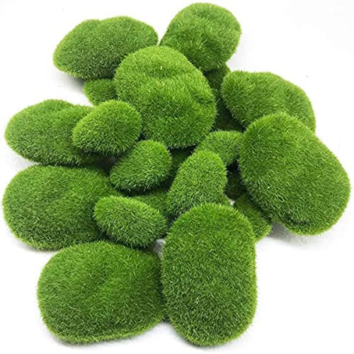10 Stück Künstliche Moossteine, 5 Größe Grüne Moosbälle, Künstliche Moos Steine, DIY Dekorative Garten Mooskugel, Kleine Moos Felsen, Dekorative Kunststeine für Feengärten und Basteln Terrarien