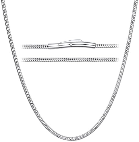 ChainsHouse Herren Damen Schlangenkette Edelstahl Halskette 1.5/2/2.5/3mm Schlangen Kette Silber/Gold/Schwarz dünne Kette Snack Chain Necklace Accessoire für Anhänger Halsschmuck, Länge 41-76cm