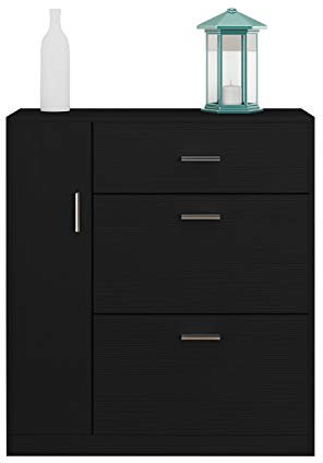 AWOOOD Shoe Storage Cabinets,Wooden Shoe Racks Storage Organiser Modern Shoe Cupboard for Hallways Furniture (Black)