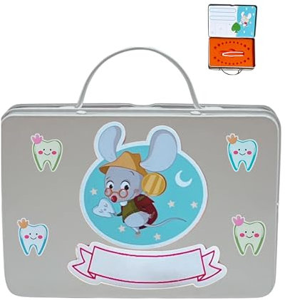 MAXI NONA MAXINONA.COM Caja dientes de leche niño - Regalo ratoncito Pérez niño y niña - Pegatinas ratón Pérez y hada de los dientes - Regalos ratón Pérez