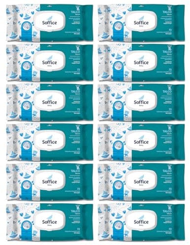 Soffice Babypuder mit Deckel, 12 Packungen x 72 Tücher – 370 g