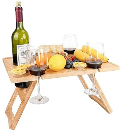 RUIXIN Table de pique-nique d'extérieur pliable 2 en 1 avec 4 verres à vin et 1 support pour bouteille de vin, table de plage pour pique-nique, jardin, camping, plage, accessoires de pique-nique