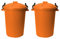 M1SS (Set of 2) 50 Litre Heavy Duty Plastic Clip Lock Lid Bin Indoor or Outdoor Rubbish, Dustbin, Trash, Waste or Storage of Animal Feed. (Orange)