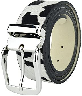 UPGRADE 3STYLE Gürtel aus echtem Pferdeleder, kürzbar ohne Schrauben. Verpackung aus Ökokarton und Baumwollbeutel. Made in Italy., Cow Schwarz 4 x 130, 120 cm