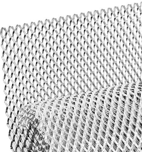 AggAuto 120×40cm Plateado Rejilla de carreras, Tamaño del Rómbico de 4×8mm, rejilla estirada de aleación de aluminio, ajuste universal rejilla del radiador del automóvil