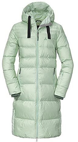 Schöffel Damen Down Coat Kenosha L, wind- und wasserabweisender Daunenmantel mit RDS-zertifizierten Federn, leichte Winter Wanderjacke mit Wärmekragen und Kapuze, mint mist, 44