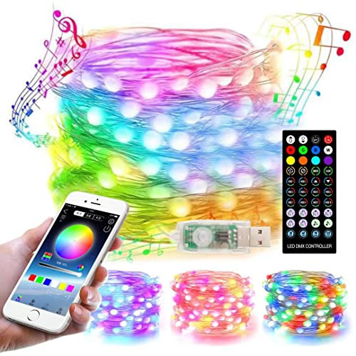 USB 32.8ft RGBW Luci Che cambiano Colore per la Festa di Natale Decorare con Controllo remoto dell'app Sincronizzazione Musicale e Timer, luci Intelligenti per L'Albero di Natale, luci a LED WiFi SMA