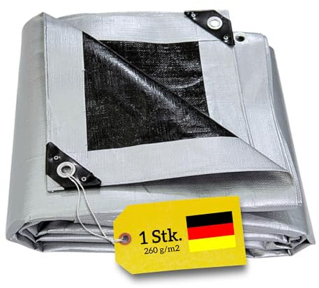 WDB - Plane Abdeckplane Wasserdicht Gewebeplane mit Ösen - Tarp - Schutzplane für alle Wetterbedingungen - Reisfest - Winterfest - Verstärkte Abdeckfolie 260g - 4 x 6 m