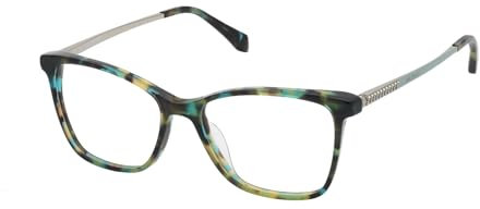 Zadig & Voltaire Brille mit Sehstärke in glänzendem grünen Havanna für Damen optional mit Sonnenbrillentönung oder Blaulichtfilter, Quadratisch, gefertigt aus Celluloseacetat, Modell: VZV358 (inklusive Brillenetui)