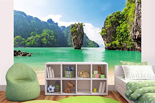 Vlies Fototapete INSEL IN THAILAND 375 x 250 cm (inkl. Kleister) - Vlies Tapete, Wandtapete, Wandbilder - Tapete für Wohnzimmer Schlafzimmer, Büro, Küche - Montagefertig