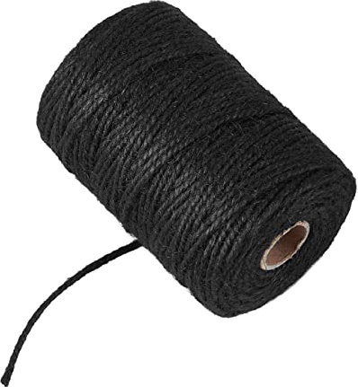 4mm 100 Feet Black Natural Jute Twine, for Crafts Gift, Craft Projects, Wrapping, Bundling, Packing, Holiday Packaging Twine, Gardening and More, Jute Rope to Use Around The House and Garden
