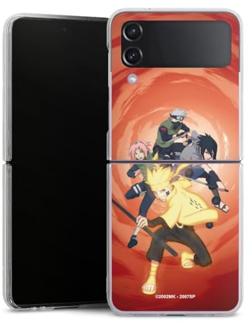 Hard Case kompatibel mit Samsung Galaxy Z Flip 4 Schutzhülle transparent Smartphone Handy Hülle Naruto Shippuden Sasuke Sakura