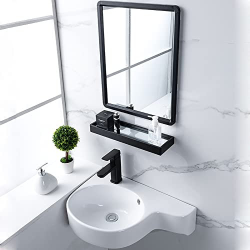 ARHAMS Eckwaschbecken Zur Wandmontage, Waschbecken, Hänge-Waschschale, Kleines Waschbecken, Wandwaschbecken (Color : D-Left, Size : with Mirror)