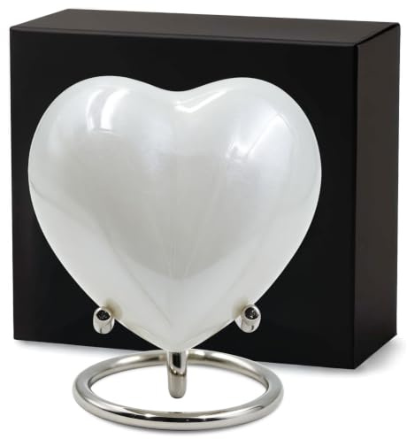 Small Urns for Human Ashes Keepsake – Mini Urn for Women & Men – Heart Shaped Keepsake Urn – A Loving Tribute to Cherish Eternal Bonds – Memorial Heart Urn for Human Ashes Adult (White)