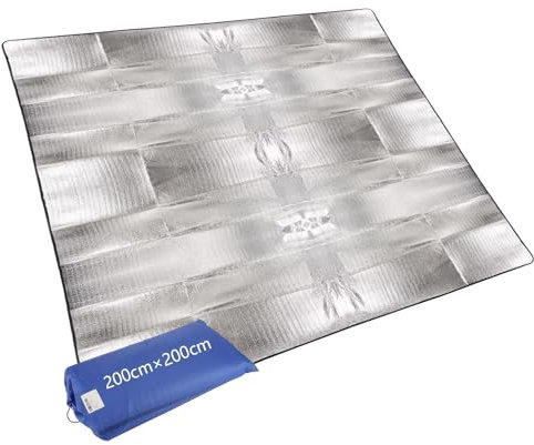 VIDETOL Alu Isomatte Schaummatten, 200 x 200 cm Isoliermatte Isolierdecke, Faltbare Schlafmatte für Camping, Zeltmatte Bodenmatte, Wasserdicht Thermomatte für Strand, Picknick, Camping