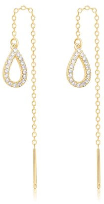 SLUYNZ Sterling Silber Einfädler Ohrringe Kette für Frauen - Damen Baumeln Quaste Lange Ohrringe (B-Gold)