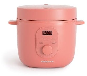 CREATE/RICE COOKER/Arrocera eléctrica multifunción 2L terracota/Programable hasta 24h, prepara tartas, guisos o sopas, función de mantener el calor, 400W