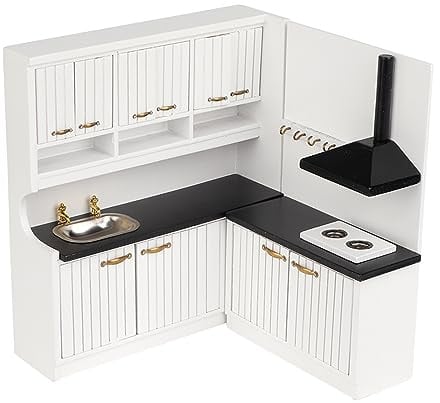 Mini cocina europea, muebles de cocina para casa de muñecas, muebles en miniatura 1:12, muebles de cocina de madera, muebles de cocina para miniaturas de casa de muñecas, escenas, accesorios