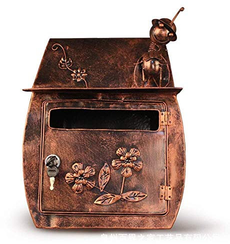 Briefkasten zum Aufhängen, Eisen, Retro-Wanddekoration, Briefkasten-Dekoration, Briefkasten, Garten, Retro, antiker Briefkasten, Briefkasten zur Wandmontage (braun) (braun)