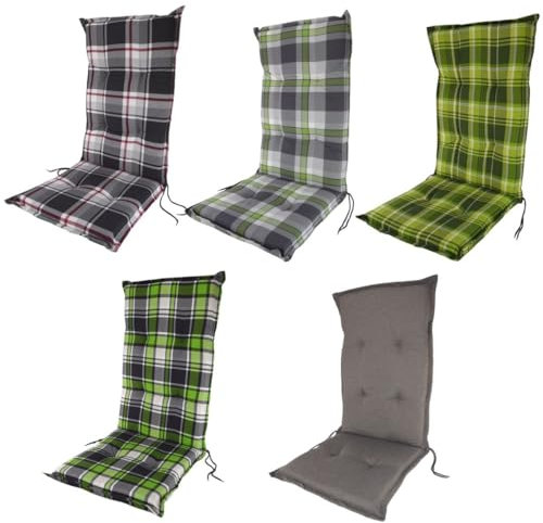 Marabella Auflage für Hochlehner 117 x 49 x 6 cm Sitzpolster mit Steg und 6 Punkt Steppung, Auflagen:Blau-Kariert