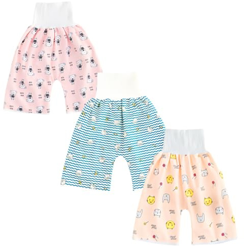 DUDUFUN 2 Stück Baby Kinder Kleinkinder Trainingshose Windelhose Windelrock Töpfchentraining für Jungen Mädchen Wasserdicht Saugfähig Trainerhose 4-10 Jahre