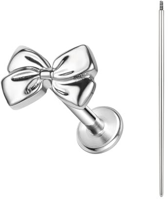 BodyAce ASTM F136 Titan Helix Piercings Ohrstecker, 16G Flatback Lippenpiercing With Piercing Taper, Nasenstecker Conch Tragus Piercing Schmuck [Schleife]