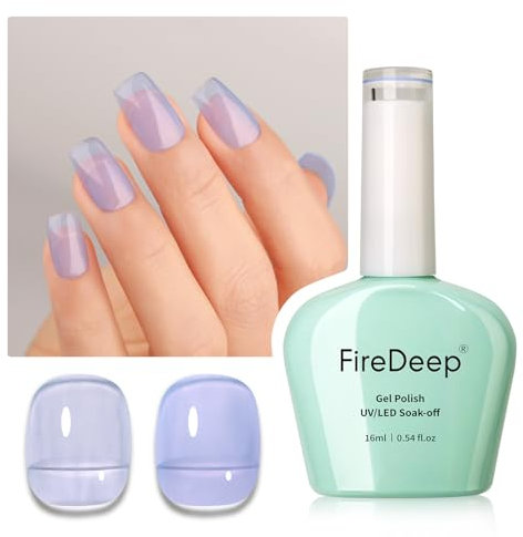 Firedeep Jelly Blue Violet Gel Nail Polish, 16ml Sheer Blue Violet Nail Polish UV/LED Soak Off Gel Polish for Spring Summer Manicure 1Pcs