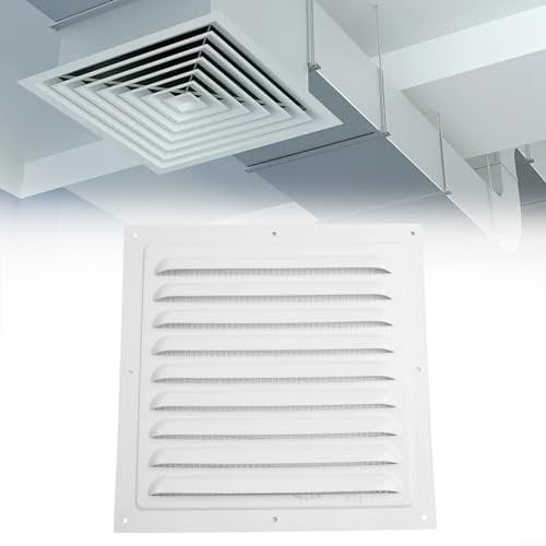 White Aluminum Vent Grille Cover, Louvred Wall Vent Grille, Ceiling Extractor Fan Bathroom Cover For Indoor/Outdoor Use(200x200mm)