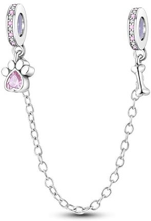 Ciondolo a forma di cucciolo di cane con scritta I Love You a forma di zampa di osso e zampa, in argento Sterling 925, compatibile con braccialetti Pandora
